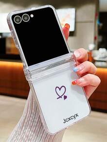 Cute Heart Pattern Clear Phone Case Compatible With Samsung Galaxy Z Flip7 ZFlip 6 Z Flip5 Z Flip 4 3 5G Hard Back Cover Gift - Purple Heart - View 1