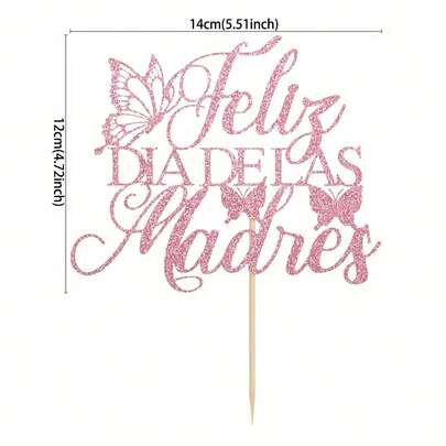 1pc Rose Gold Mother's Day Cake Topper, Cake Decoration Cake Flag Insert