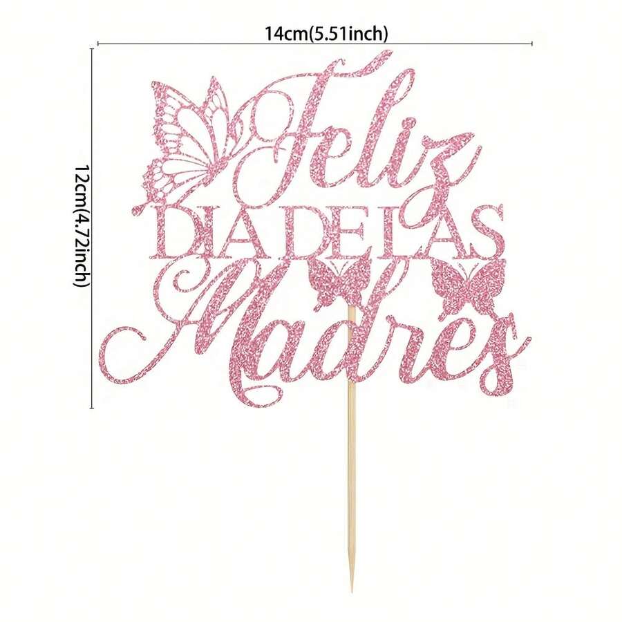 1 pieza Decoración para pastel Bandera para pastel Insertar Día de la Madre Oro Rosa