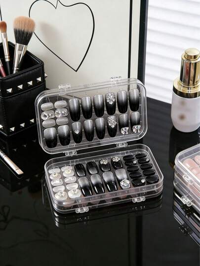 10个装混合尺寸透明指甲油展示收纳盒，可折叠大容量整理盒，适用于家庭、美甲店、宿舍