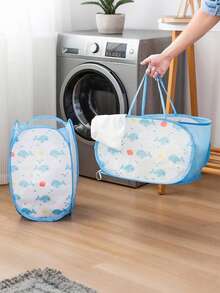 1 giỏ đựng quần áo bẩn dạng lưới gấp gọn, di động, có thể gập lại, giá đựng đồ nằm ngang, thích hợp cho phòng trẻ sơ sinh, phòng trẻ em để đựng tã và đồ chơi, ký túc xá sinh viên và khi đi du lịch. - Thẳng đứng - Xem 4