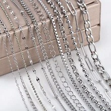 2m Stainless Steel Cross & O-Ring Lip Chain, Multi-Style Steel Color Stainless Steel Chain, Suitable For DIY Jewelry Making Bracelets Necklaces Accessories - 2 Meters - View 2