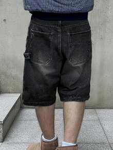 Plus Size Men's Casual Denim Shorts - Dark Grey - View 4