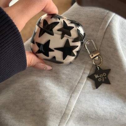 Minimalist Elegant Black Star Pendant Earphone Case Compatible With Airpods Pro 2, Cute Apple 4 Minimalist 3 New 1/2 Generation Women Earphone Case