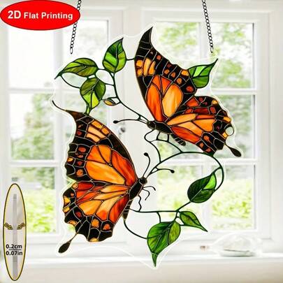 2D Flat, Royal Butterfly Sun Catcher, Garden Sun Catcher, Acrylic Window Hanging Decoration, Living Room Bedroom, Porch, Club, Wedding Decoration, Wall Art, Beautiful And Durable Home Decoration, Ideal Birthday Gift, 2D Flat