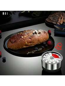 1pc Stainless Steel Magnetic Mechanical Kitchen Timer, Alarm Bell Countdown, Magnetic Back, Suitable For Cooking, Baking, Frying, Steaming, Applicable For Home Kitchen, Office, Study, Meeting, Workout, Reading And More, Mechanical Alarm Timer, Kitchen Essentials And Home Necessities - Multicolor - View 7