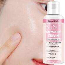 Crema para la piel desnuda 5 en 1 de 100g, base de maquillaje, proporciona un brillo radiante, rellena los poros, control del aceite, enriquecida con vitamina E, hidratación duradera, se puede usar como base, textura no grasa, aplicación suave, crea un maquillaje perfecto - Blanco - Ver 2