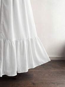 Rusttydustty 女士波西米亚风度假优雅休闲收腰白色雪纺长袖荷叶边连衣裙，适合夏季音乐节等场合 - 白色 - 查看 7