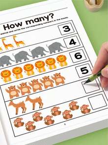 64-Page Digit Filling Workbook, Includes Elements Of Transportation, Forest Animals, Marine Animals And Fruits & Plants, Helpful For Parents/Educators To Quickly Identify, Suitable For Logical Thinking Training, Ideal For Pre-School Preparation. Entertaining Math Practice Book, Also Perfect For Holiday Gifts, Classroom Learning And Creative Games. Durable Paper, Vivid And Interesting Illustrations. - Multicolor - View 5