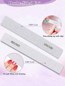Square Professional Nail File - Double-Sided Grey Nail Tool Suitable For Acrylic Nails, Nail Extensions, DIY And Nail Salons, 20pcs/100/180 Grit, Available In 1/5/10/50/100 Pieces - Multicolor - View 6