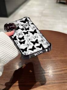 Black Electroplated Anti-Drop Phone Case With Transparent Soft TPU Butterfly Pattern, Compatible With IPhone 17/17e/17 Pro/17 Pro Max/16/16 Pro/16 Plus, Minimalist Fashion Shock-Proof Protective Cover, Suitable For Personal Use Or Gift - Black - View 6