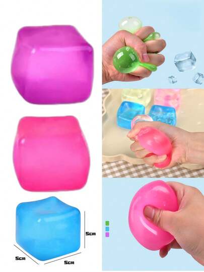 1pc Schylling Nee Doh Sensory Toy - Stress Relief And Squeezing Fun, Square Squeeze Toy, Birthday Gift - Christmas Gift, Perfect Gift - Glow Mode Nee Doh 2.17 Inches