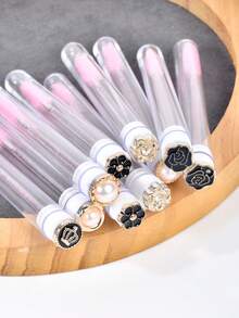 1/3/5/7pcs Flower Pearl Crown Pattern Eyelash Brush Eyebrow Brush Portable Test Tube Lash Brush With Transparent Sleeve Snowflake Snowman Candy Reindeer Bell Pattern - Multicolor - View 1