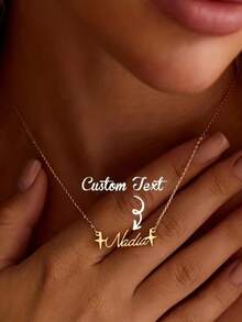 Personalized Name Necklace, A Simple Stainless Steel Name Necklace With An Exquisite Pendant. A Perfect Birthday, Mother's Day, Or Christmas Gift For Her. - Multicolor - View 1