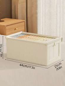 1/2 pièces Boîtes de rangement pliables en tissu avec fenêtre, bacs de rangement pour armoire pour vêtements, jeans, jouets et divers pour le salon, grands contenants de rangement en tissu pour la maison - Blanc - Voir 16
