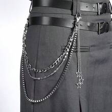 1pc Punk Metal Style Spiked Waist Chain, Versatile Waist Belt, In Stock Wholesale, Casual Pants Chain, Suitable For Women In Summer, Autumn, Halloween - Silver - View 2