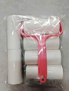 1个手柄+6卷替换装，共360张，天鹅绒粘毛滚筒，适用于衣物、地毯、汽车座椅，耐用手柄，无需电源 - 查看 2