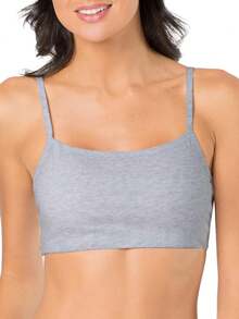 Women's Spaghetti Strap Cotton Sports Bra All-Day Comfort Soft Support Wireless Bra For Everyday Active Wear - 黑色/白色/淺灰色 - 查看 2