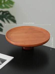 1pc Bamboo Cake Stand With Wooden Base, Dessert Display Plate, Multifunctional Fruit Tray, Suitable For Dining Table Decor, Home And Kitchen Serving Platter, Ramadan Use - Maroon - View 12