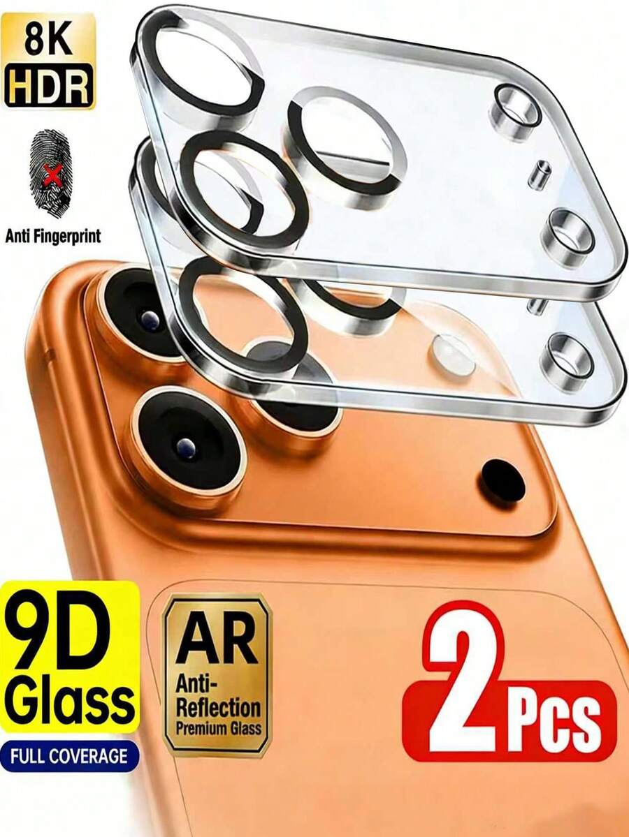 2 piezas de película protectora de vidrio templado para lente de cámara compatible con iPhone 17/17Pro Max/17 Pro/16 Pro Max/16/15/14/13/12/11/Pro/Promax/Plus/Mini Series