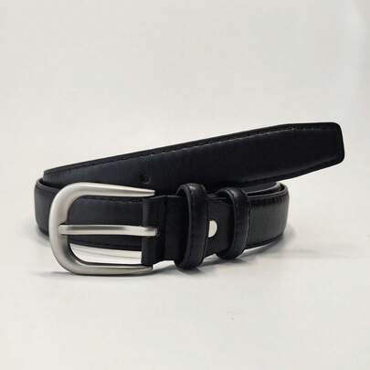 1条黑色腰带，配银色扣环，适合约会和日常佩戴，也是一份不错的礼物。