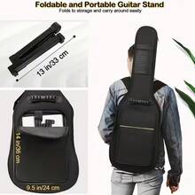 1 pieza Soporte de guitarra premium de ABS - Ligero, resistente, ajustable, plegable con diseño de marco en A y pies antideslizantes, se adapta a guitarra acústica, guitarra eléctrica, ukelele, bajo, violín y otros instrumentos, adecuado para el hogar, estudio, viaje, actuación, práctica, exterior, bar, estudio de grabación, regalo ideal para músicos, guitarristas, amantes de la música, entusiastas de instrumentos, regalos creativos, regalos de Año Nuevo - Negro - Ver 10