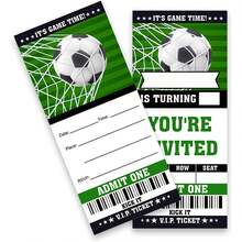 20/40 Pcs Soccer-Themed Birthday Party Invitations, Fillable Soccer Invitation Cards Suitable For Boys And Girls' Birthday Parties - A - View 3