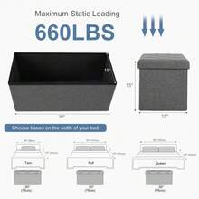 30 Inches Folding Storage Ottoman Bench, Storage Chest, Foot Rest Stool, Bedroom Bench With Storage, Gray - Xám (mới) - Xem 5