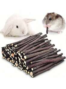 50克 100克 200克 苹果枝宠物磨牙玩具，15厘米柳枝，宠物咀嚼玩具，干柳枝咀嚼棒，适用于仓鼠、兔子和豚鼠，兔子用品，情人节礼物，生日礼物。 - 彩色 - 查看 1