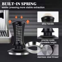 6件套不锈钢咖啡工具套装，包括1个压粉器、1个量粉漏斗和1支拉花笔，专为实用和专业用途而设计。 - 彩色 - 查看 3