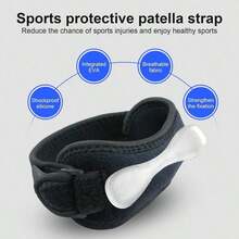 1件装运动护膝，带半月板和髌骨绑带，高稳定性，防滑尼龙材质，高弹硅胶垫（单件装） - 黑色 - 查看 2
