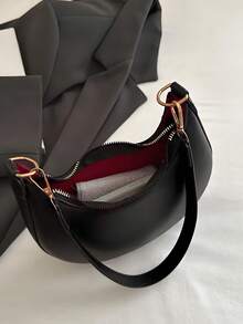 [US-Based Shipping]Black Crescent Shaped Pu Leather Shoulder Handbag, Simple & Stylish, Women, Autumn/Winter, Moon Bag,Carteras Para Mujer,Totes Bags For Women,Purses And Bags,Hand Bags For Women,Wallet,Black Purse,Vintage,Work Bag,Crossbody Bags For Women,Y2k,Clutch Purses For Women,Handbags For Women,Black Bag,Women's Handbags,Shoulder Bag For Women,Bolsos Para Mujeres,Small Purses For Women,Black Clutch,Gifts For Women - 黑色 - 查看 8