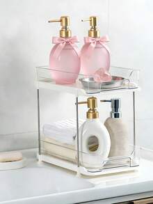 1 hộp đựng mỹ phẩm trong suốt, dung tích lớn, di động, dùng để dưới tủ/bồn rửa, giá đựng đa năng để bàn, hộp đựng đồ trang điểm trong suốt, hộp đựng và sắp xếp đồ trang điểm, hộp dụng cụ phòng tắm, dùng cho bàn trang điểm, bàn làm việc, trang trí phòng, quà tặng trang trí nhà cửa - Nhiều màu - Xem 11