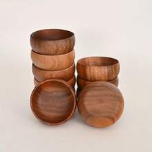 手工打造三件套圆形木质沙拉碗，包含1个碗、1个勺子和1个叉子，天然实木，日式风格，适用于爆米花、意面、糖果、麦片、椰子酱、开胃菜，厨房、圣诞节、万圣节、复活节、感恩节、餐厅等场合，多种尺寸可选。 - 彩色 - 查看 3