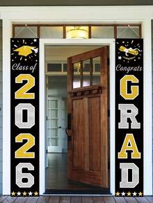 2pcs 2026 Graduation Decoration Series, Multi-Color Options, Suitable For Graduation Season Porch Banner And Party Decor - Multicolor - View 5