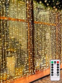 1串300颗LED灯珠，带遥控器，8种模式，防水，USB供电，适用于卧室、窗户、派对、婚礼、圣诞节、家居装饰，适合派对、婚礼、圣诞节、室内/室外万圣节（300颗LED灯珠 - 暖白光）、秋季、圣诞节 - 彩色 - 查看 2
