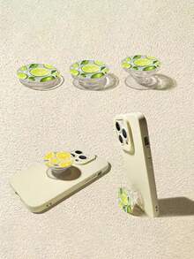 Cute Summer Fruit Yellow Lemon Phone Holder, Transparent Foldable Extendable Phone Grip Stand, Universal Smartphone Holder And Handle, Fashionable Modern Phone Accessory - Multicolor - View 4