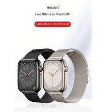 1pc Unisex Classic Stainless Steel Dual-Buckle Magnetic Milanese Loop Band Compatible With Apple Watch Series 10 9 45mm-38mm, Series Ultra/SE/10/9/8/7/6/5/4/3/2/1, Black Fashionable Band, Smart Watch Band, Watch Band Accessories, Breathable Non-Sweat, Popular Spring/Summer Item - Black - View 8