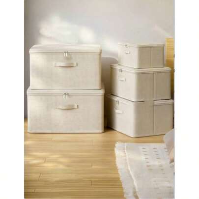 Clothes Storage Box, Large Capacity Fabric Organizer Box For Wardrobe, Bedroom, New Design With Zipper Lid