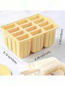 1 Bộ Khuôn Làm Kem Que Sáng Tạo, Khuôn Kem Que Bằng Silicone, Khuôn Kem, Khay Đá Viên, Khuôn Kem Que Tại Nhà, Khuôn Thạch, Đồ Dùng Nhà Bếp, Phụ Kiện Nhà Bếp - Màu vàng - Xem 2