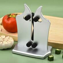 高碳钢厨房磨刀器 黑/银色 手动磨刀石 高硬度刀具磨刀机 厨师 - 彩色 - 查看 2