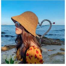 Handmade Crochet Straw Hat, Women's Summer Straw Hat, Beach Sun Hat, Beach UV Protection Hat, Large Circumference Hat, Hollow Out Bucket Hat - Multicolor - View 6