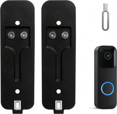 Blink Doorbell Back Plate, Upgrade Blink Doorbell Backplate Replacement Blink Doorbell Mount, Blink Doorbell Accessories, Blink Doorbell Mounting Plate With Blink Key (2 Pack Black)