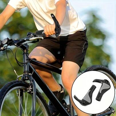 2pcs Ergonomic Mountain Bike Grips - Dual-Posture Rubber Meatball Covers With Horns, Perfect For Long Rides