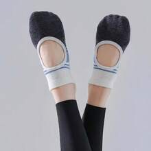 Un par de calcetines de yoga unisex con diseño antideslizante, adecuados para yoga y pilates. - Azul - Ver 3