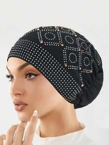 1pc New Fashion Rhinestone Crystal Lace Muslim Underscarf Cap Headwrap For Women - Color - View 13