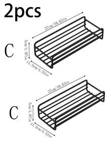 2pcs/1pc Stainless Steel Suction Cup Bathroom Shower Caddy, Bathroom Storage Rack - Black - View 15