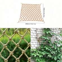 1 pièce Filet en corde de jute naturel, filet en lin de style vintage, convient pour les plantes grimpantes et les haricots, clôture de décoration de jardin, décoration de cour, sans électricité requise - Multicolore - Voir 6