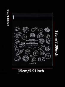50个/100个装面包袋、吐司袋、面包包装袋、自粘袋、烘焙食品水果包装袋、自粘密封袋、家居厨房收纳用品 - 麵包袋 - 查看 3