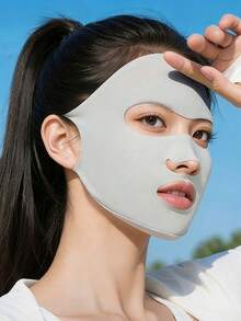 1pc Women's Sunscreen Face Mask, Summer Ice Silk Full Face UV Protection Mask, Breathable Golf Running Sports Mouth-Exposed Mask - Multicolor - View 2